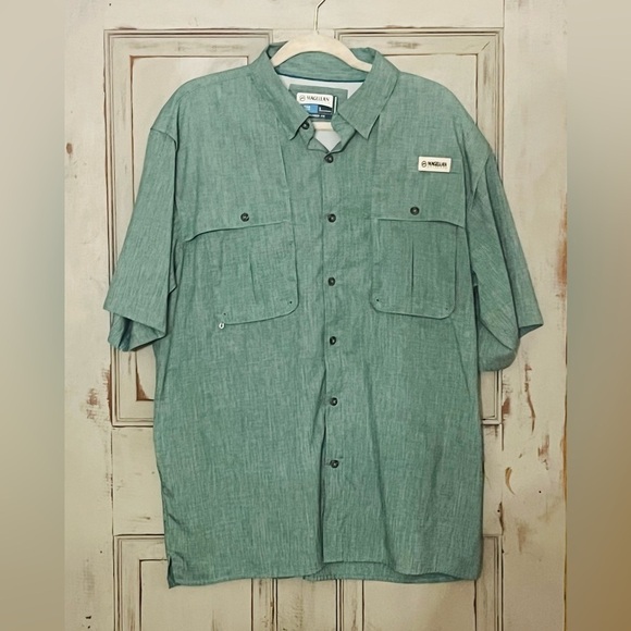 Magellan Moisture Wicking Fish Gear Relaxed Fit Shirt green L mens button down - Picture 1 of 3